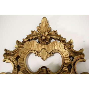 ANTICA SPECCHIERA SPECCHIO OVALE CORNICE SCOLPITA DORATA STILE BAROCCO LEGNO 