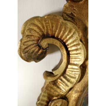 ANTICA SPECCHIERA SPECCHIO OVALE CORNICE SCOLPITA DORATA STILE BAROCCO LEGNO 