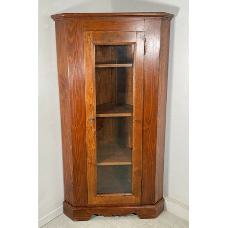 ANTICA ANGOLIERA LEGNO NOCE 3 RIPIANI EPOCA PRIMO 900 VETRO ANTA DISPENSA CUCINA