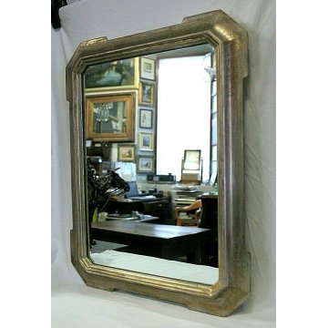 ANTICA CORNICE DORATA SPECCHIO PARETE LEGNO ORO GOLDEN FRAME MIRROR fine  XIX sec