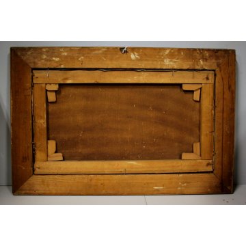 ANTICO QUADRO DIPINTO OLIO TELA SCENA VITA CONTADINA POLLAIO GALLO GALLINE '900 