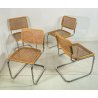 SET 4 SEDIA CESCA MARCEL BREUER ACCIAIO PAGLIA DI VIENNA DESIGN ANNI 60/70 B32 