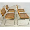 SET 4 SEDIA CESCA MARCEL BREUER ACCIAIO PAGLIA DI VIENNA DESIGN ANNI 60/70 B32 