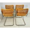 SET 4 SEDIA CESCA MARCEL BREUER ACCIAIO PAGLIA DI VIENNA DESIGN ANNI 60/70 B32 