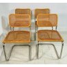 SET 4 SEDIA CESCA MARCEL BREUER ACCIAIO PAGLIA DI VIENNA DESIGN ANNI 60/70 B32 