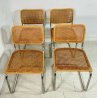 SET 4 SEDIA CESCA MARCEL BREUER ACCIAIO PAGLIA DI VIENNA DESIGN ANNI 60/70 B32 