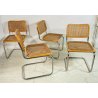 SET 4 SEDIA CESCA MARCEL BREUER ACCIAIO PAGLIA DI VIENNA DESIGN ANNI 60/70 B32 