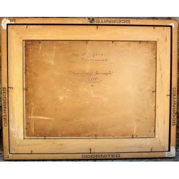 ANTICO QUADRO Ermes Carnaghi  OLIO TAVOLA 1935 Oasi BISKRA PICCOLO MERCATO LIBIA