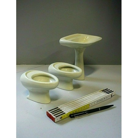 lotto 3pz PICCOLI SANITARI CERAMICA Scala Mod.Spazio LAVABO BIDET VASO VERDE '70