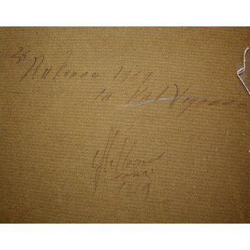 QUADRO OLIO MASONITE Mellerio Giovanni PAESAGGIO AUTUNNO VALLE VIGEZZO 1961     