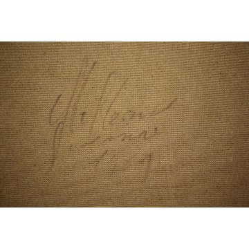 QUADRO OLIO MASONITE Mellerio Giovanni PAESAGGIO AUTUNNO VALLE VIGEZZO 1961     