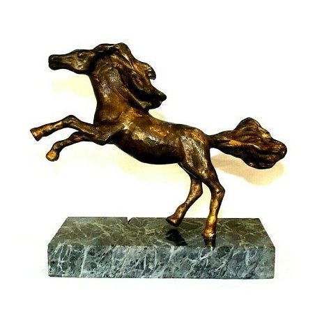 ANTICA SCULTURA BRONZO DORATO Tommaso Gismondi CAVALLO 900 BRONZE STATUE  MARMO 
