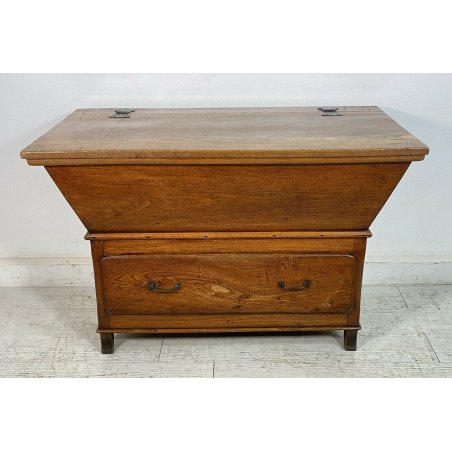 ANTICA MADIA RIBALTA PANCA LEGNO ROVERE 1800 1 CASSETTO MOBILE CASSAPANCA EPOCA