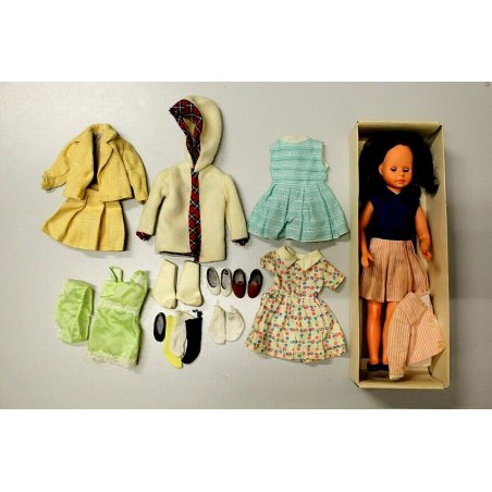 RARA BAMBOLA VINTAGE DOLL Jenni Italocremona 1964-514 accessori abiti SCHUBERTH