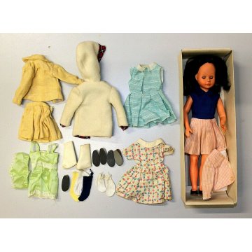 RARA BAMBOLA VINTAGE DOLL Jenni Italocremona 1964-514 accessori abiti SCHUBERTH