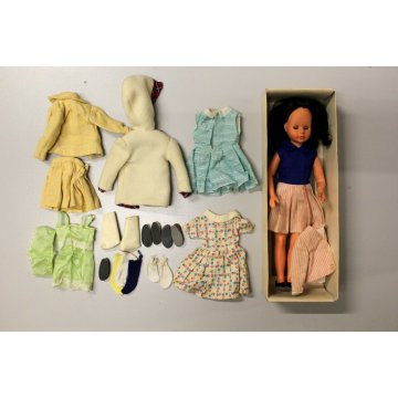 RARA BAMBOLA VINTAGE DOLL Jenni Italocremona 1964-514 accessori abiti SCHUBERTH