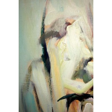 ANTICO DIPINTO OLIO Pasquero Dino "Primavera" PAESAGGIO CASA di RINGHIERA 1990