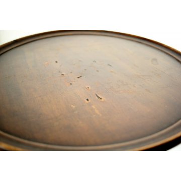 ANTICO TAVOLINO LEGNO TONDO SERVOMUTO ALZATA 3 MENSOLA TORNITO 105CMH ø50/43/35