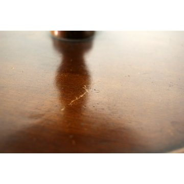 ANTICO TAVOLINO LEGNO TONDO SERVOMUTO ALZATA 3 MENSOLA TORNITO 105CMH ø50/43/35
