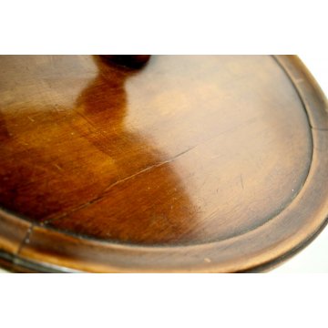 ANTICO TAVOLINO LEGNO TONDO SERVOMUTO ALZATA 3 MENSOLA TORNITO 105CMH ø50/43/35