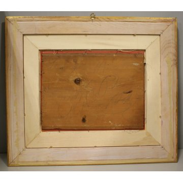 ANTICO DIPINTO OLIO Pietro Besostri PAESAGGIO MONTANO AUTUNNO BAITE CONTADINA 