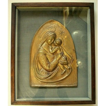 BASSORIRIEVO SCULTURA BRONZO Tofanari MADONNA BAMBINO GESU' MATERNITA' RELIGIOSO