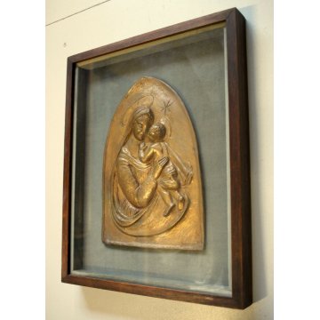 BASSORIRIEVO SCULTURA BRONZO Tofanari MADONNA BAMBINO GESU' MATERNITA' RELIGIOSO