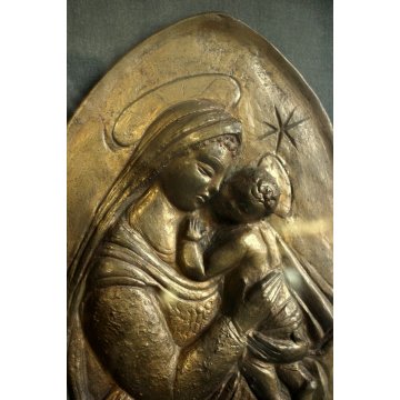 BASSORIRIEVO SCULTURA BRONZO Tofanari MADONNA BAMBINO GESU' MATERNITA' RELIGIOSO