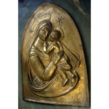 BASSORIRIEVO SCULTURA BRONZO Tofanari MADONNA BAMBINO GESU' MATERNITA' RELIGIOSO