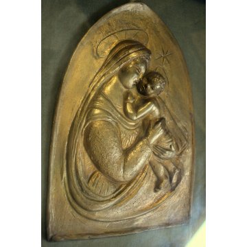BASSORIRIEVO SCULTURA BRONZO Tofanari MADONNA BAMBINO GESU' MATERNITA' RELIGIOSO