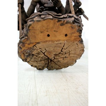 GRANDE ANTICA STAUTA Lord Ganesha ELEFANTE LEGNO SCULTURA INDU' INDONESIANA RARA