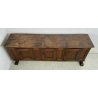 ANTICA CREDENZA BASSA LEGNO ABETE CASSAPANCA MADIA 1700 3 ANTE CERNIERE ANELLO 