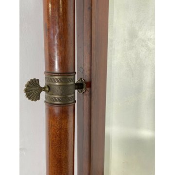 ANTICA SPECCHIERA 1800 IMPERO LEGNO NOCE OTTONE MOBILE SPECCHIO 1 CASSETTO EPOCA