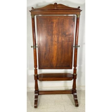 ANTICA SPECCHIERA 1800 IMPERO LEGNO NOCE OTTONE MOBILE SPECCHIO 1 CASSETTO EPOCA