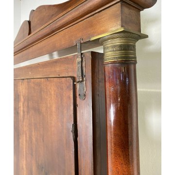 ANTICA SPECCHIERA 1800 IMPERO LEGNO NOCE OTTONE MOBILE SPECCHIO 1 CASSETTO EPOCA
