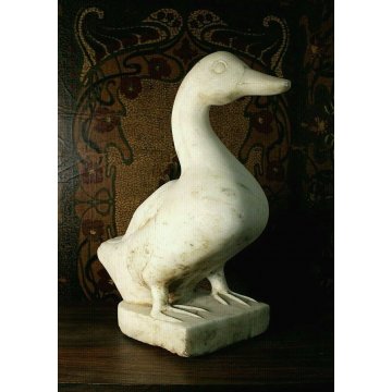 ANTICA GRANDE SCULTURA TUTTOTONDO Anatra PIETRA GRANITO/MARMO BIANCO GIARDINO 