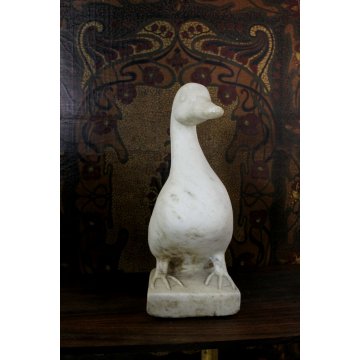 ANTICA GRANDE SCULTURA TUTTOTONDO Anatra PIETRA GRANITO/MARMO BIANCO GIARDINO 