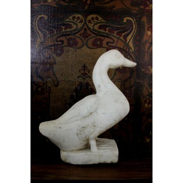 ANTICA GRANDE SCULTURA TUTTOTONDO Anatra PIETRA GRANITO/MARMO BIANCO GIARDINO 