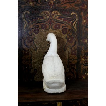 ANTICA GRANDE SCULTURA TUTTOTONDO Anatra PIETRA GRANITO/MARMO BIANCO GIARDINO 