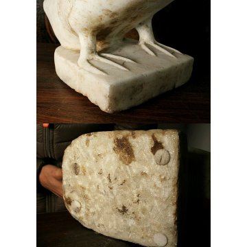 ANTICA GRANDE SCULTURA TUTTOTONDO Anatra PIETRA GRANITO/MARMO BIANCO GIARDINO 