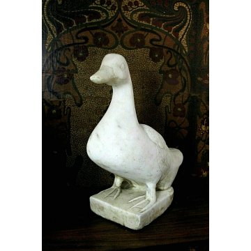 ANTICA GRANDE SCULTURA TUTTOTONDO Anatra PIETRA GRANITO/MARMO BIANCO GIARDINO 
