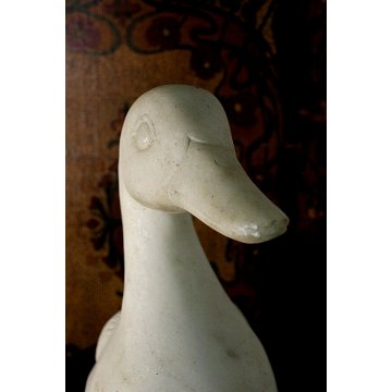 ANTICA GRANDE SCULTURA TUTTOTONDO Anatra PIETRA GRANITO/MARMO BIANCO GIARDINO 