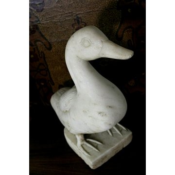 ANTICA GRANDE SCULTURA TUTTOTONDO Anatra PIETRA GRANITO/MARMO BIANCO GIARDINO 
