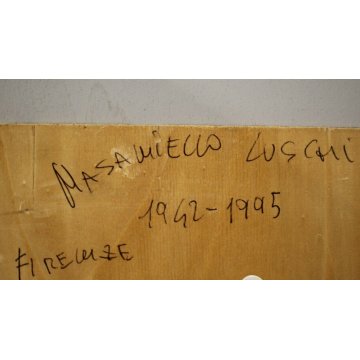 ANTICO DIPINTO OLIO TAVOLA Masaniello Luschi NATURA MORTA FIORI MACCHIAIOLO '900