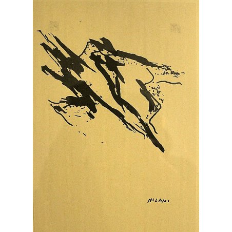 QUADRO DISEGNO ASTRATTO CHINA SU CARTA Umberto Milani ARTE INFORMALE '900
