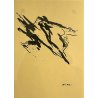 QUADRO DISEGNO ASTRATTO CHINA SU CARTA Umberto Milani ARTE INFORMALE '900