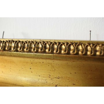 ANTICA CORNICE LEGNO SCOLPITA ORNATA GESSATA DORATA CORNUCOPIE ACANTO SCUDI '800