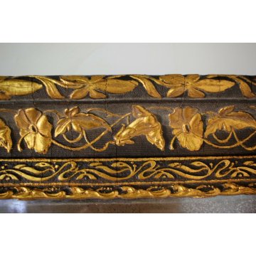ANTICA SPECHIERA LIBERTY FLOREALE ART NOUVEAU SCOLPITA EBANIZZATA DORATA '800