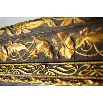 ANTICA SPECHIERA LIBERTY FLOREALE ART NOUVEAU SCOLPITA EBANIZZATA DORATA '800