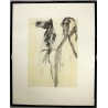 QUADRO LITOGRAFIA STAMPA FIRMATA P.S. Bruno Cassinari FIGURA CAVALLI HORSES '900